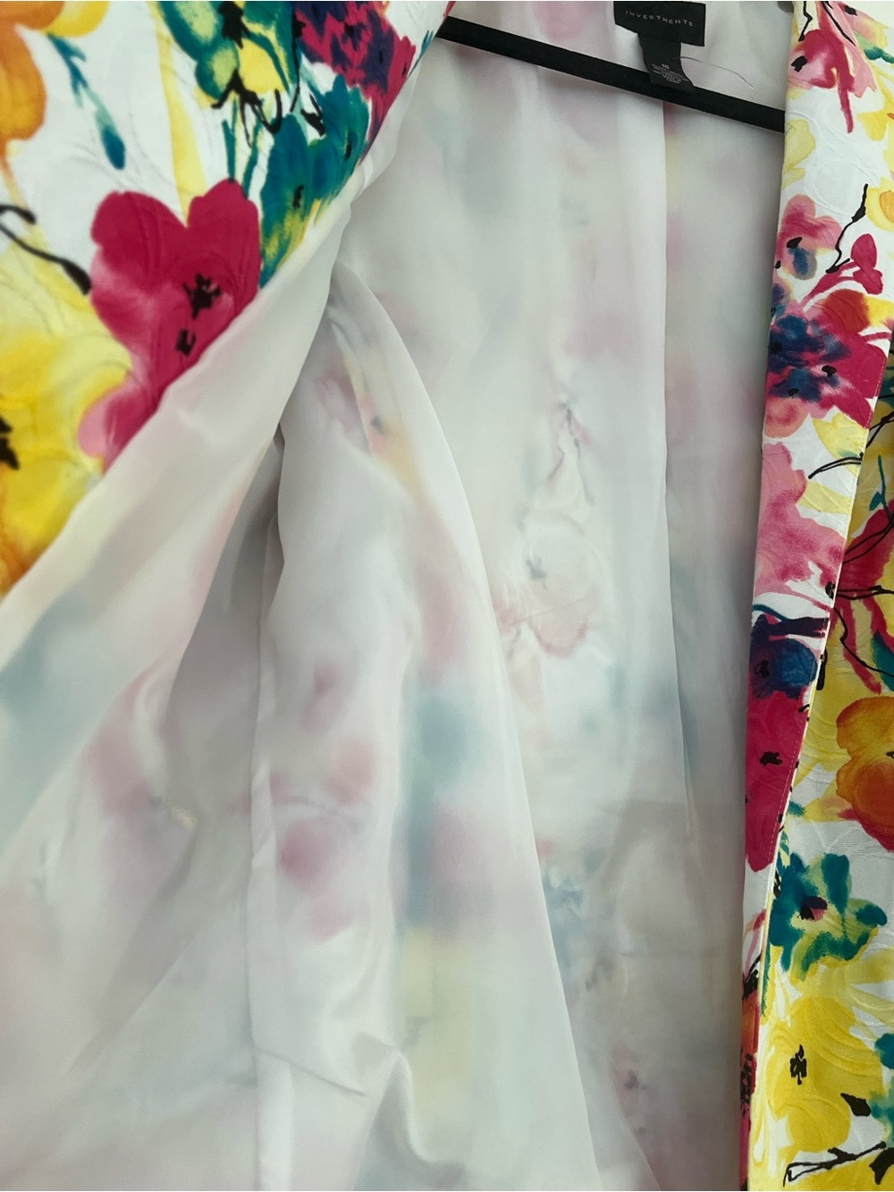 Investments Vibrant Colorful Watercolor Floral Blazer Size 18 Pink Yellow - Picture 5 of 16